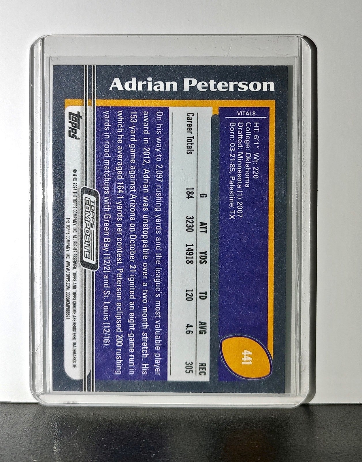 Adrian Peterson 2023 Topps NFL #441 Card Minnesota Vikings
