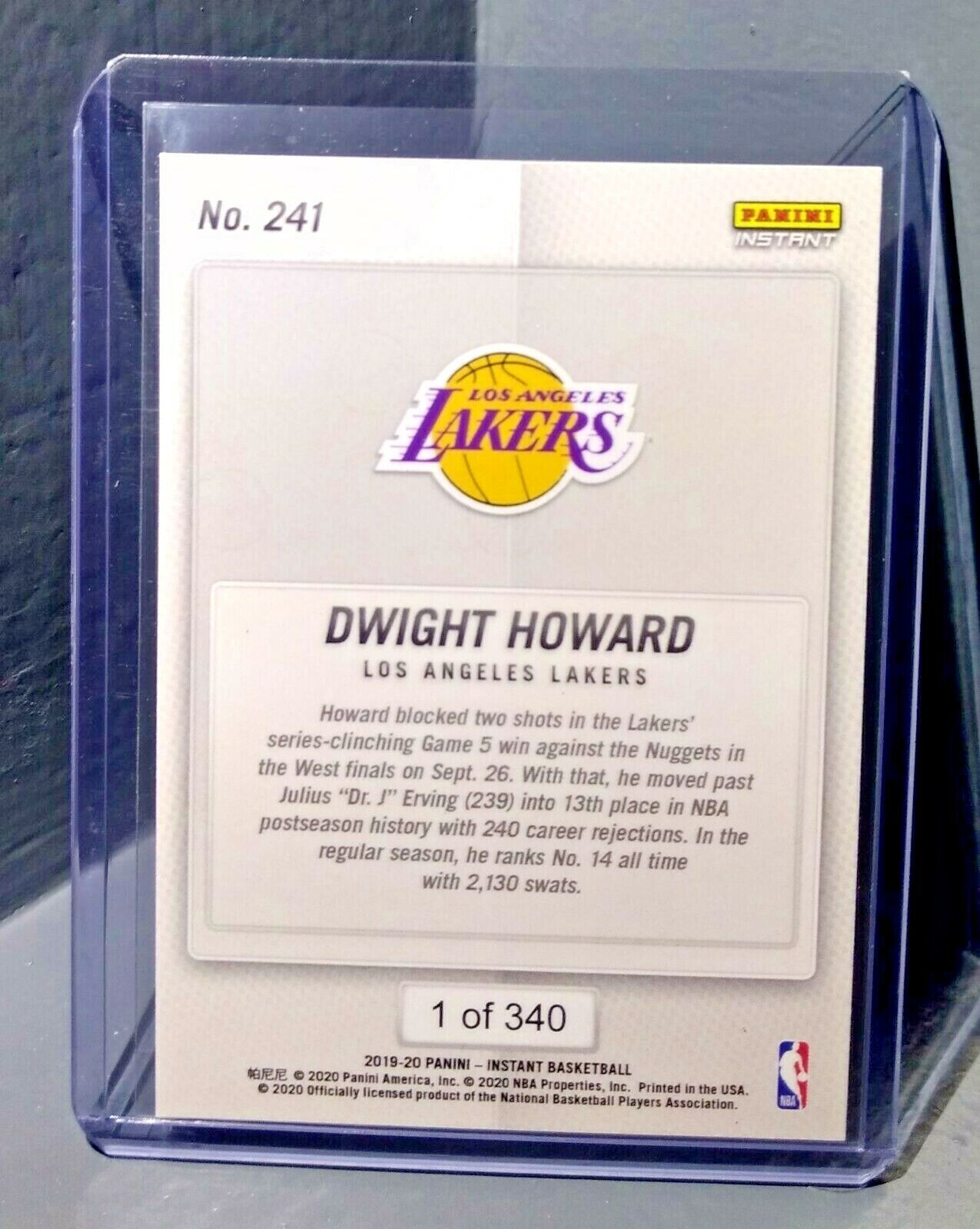 Dwight Howard 2019-2020 Panini NBA Instant Lakers #241 Basketball Card 1 of 340