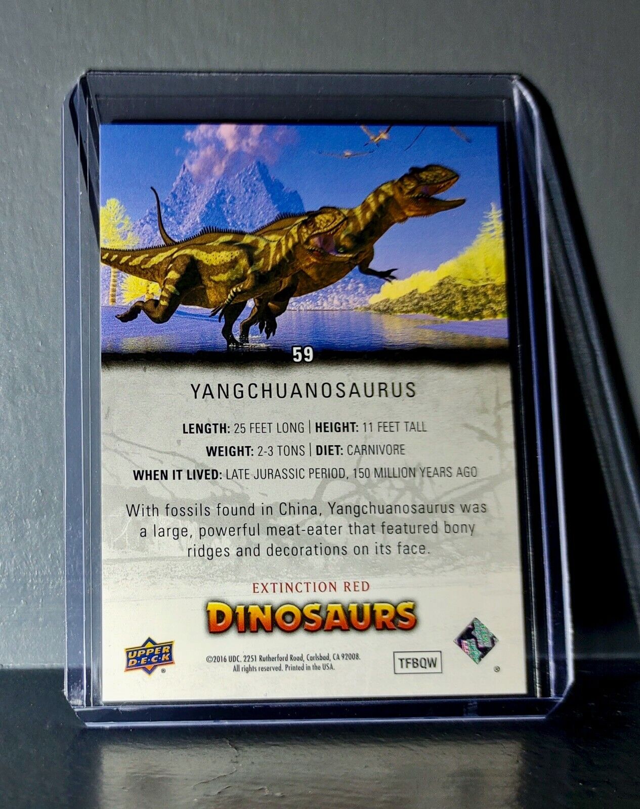 2015 Upper Deck Dinosaurs Yangchuanosaurus Extinction Red Parallel #59 Card