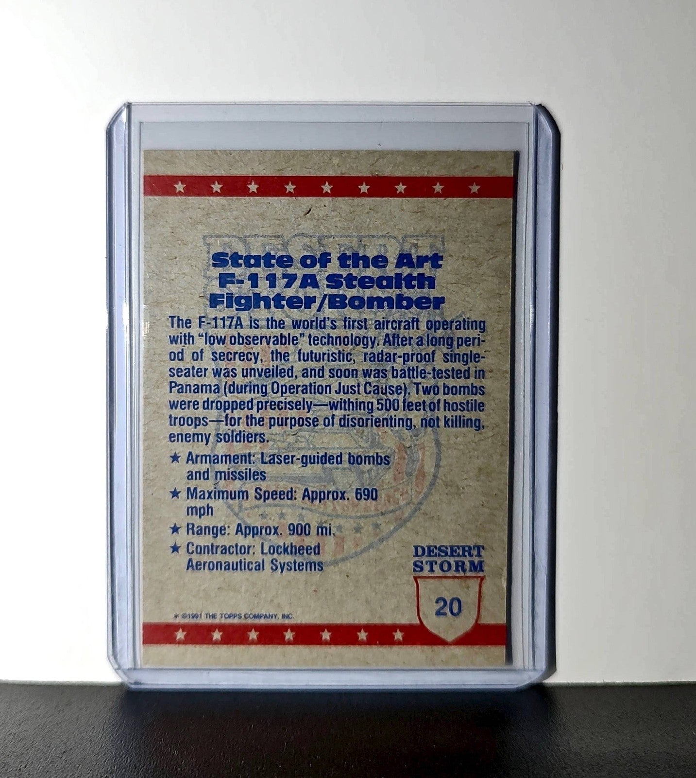 State of the Art Stealth 1991 Topps Desert Storm #20 Card