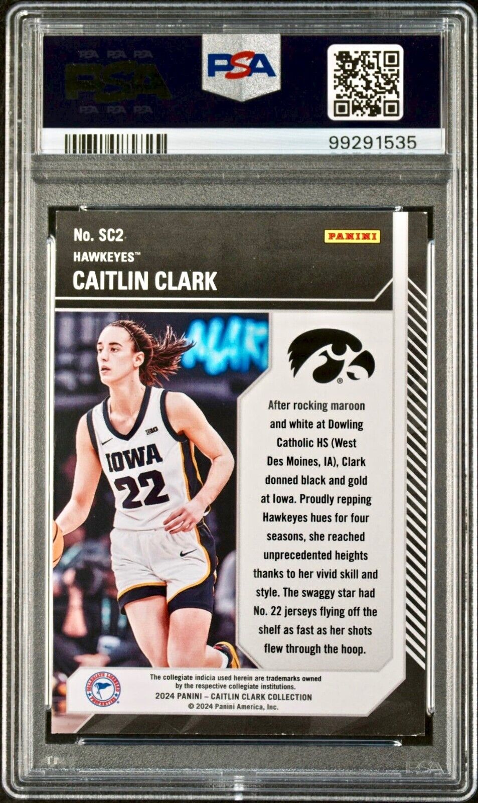 Caitlin Clark 2024 Panini College Contenders School Colors #SC2 PSA 7 NM