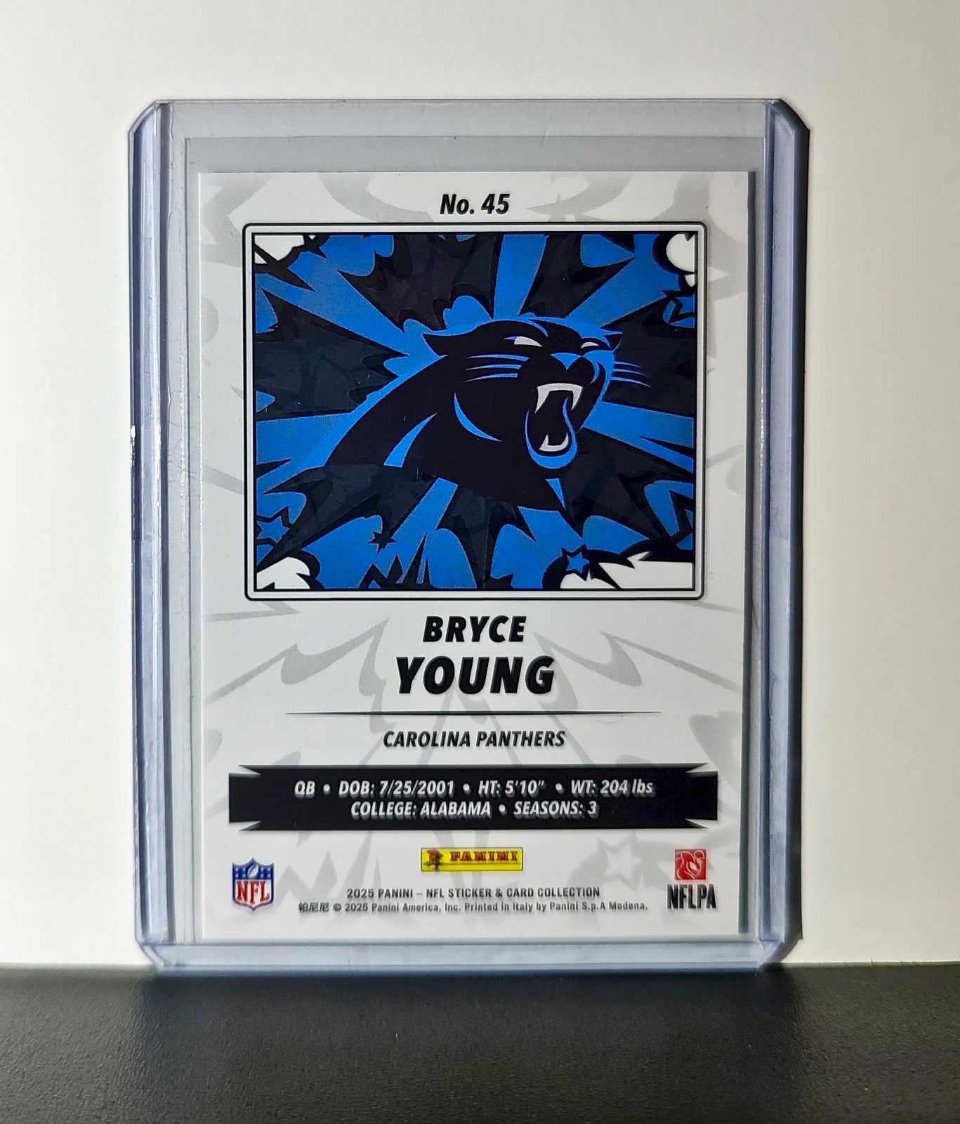 Bryce Young 2025 Panini NFL #45 Sticker Card Carolina Panthers