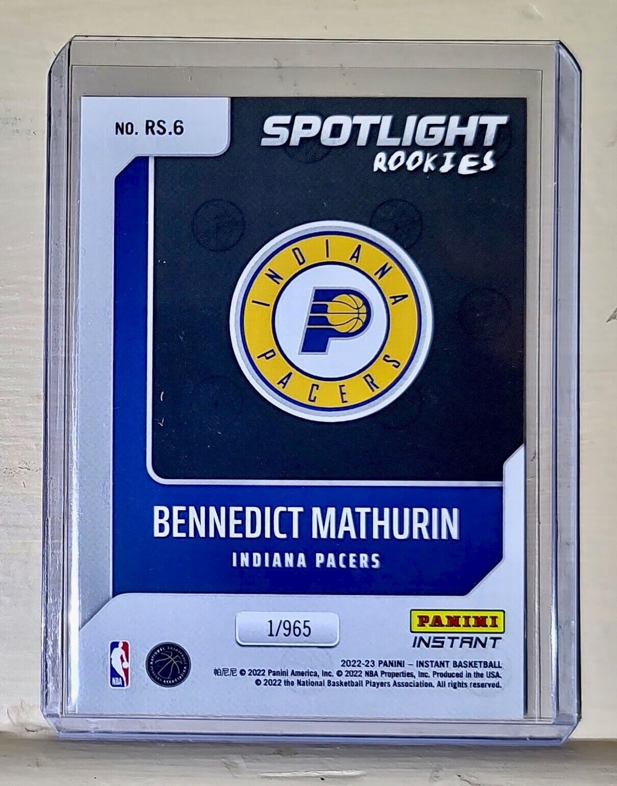 Bennedict Mathurin 2022-23 Panini NBA #6 Spotlight Rookies Card 1/965