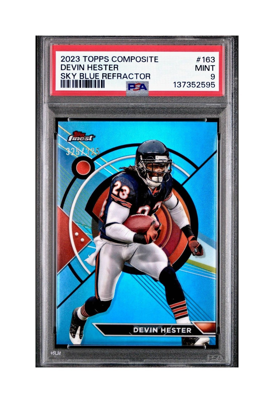Devin Hester 2023 Topps Finest 325/325 #163 Sky Blue Refractor PSA 9 Mint