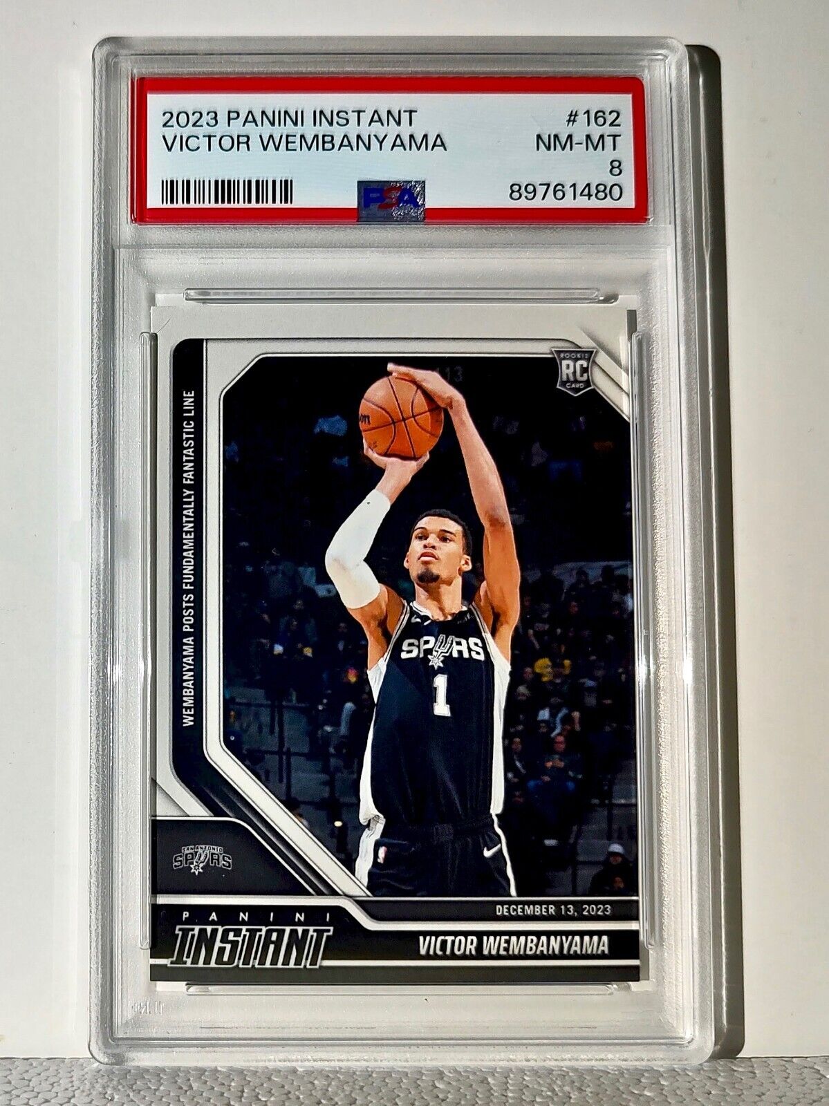 Victor Wembanyama 2023-24 Panini #162 NBA Rookie Basketball Card 1 of 2582 PSA 8