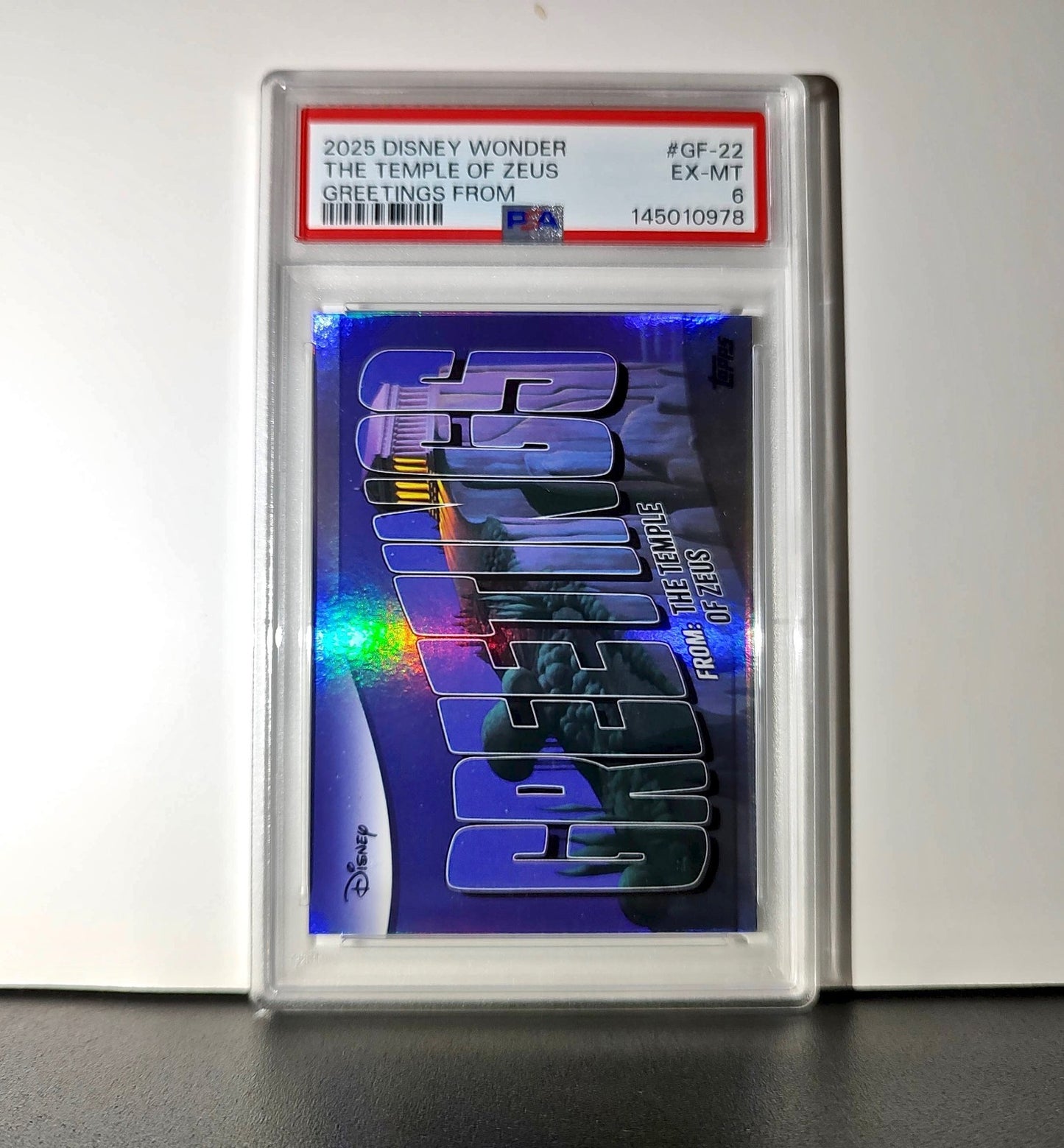 The Temple of Zeus 2025 Topps Disney #GF-22 Greetings From Hercules PSA 6 EX-M