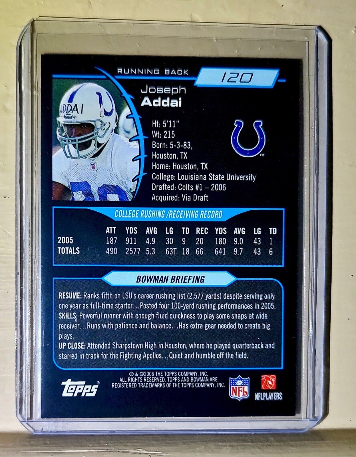 Joseph Addai 2006 Topps Bowman Football Rookie #120 NFL Card Colts