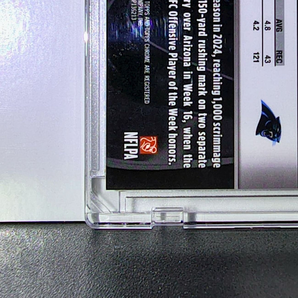 Chuba Hubbard 2025 NFL Topps Chrome Black #16 Gold Refractor Card Panthers 09/50