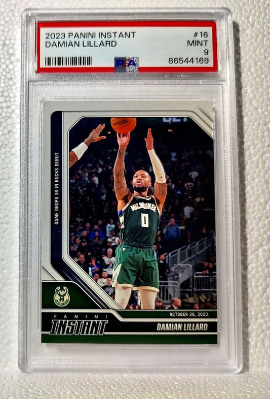 Damian Lillard 2023-24 Panini #16 Basketball NBA Card Bucks 1 of 264 PSA 9 Mint