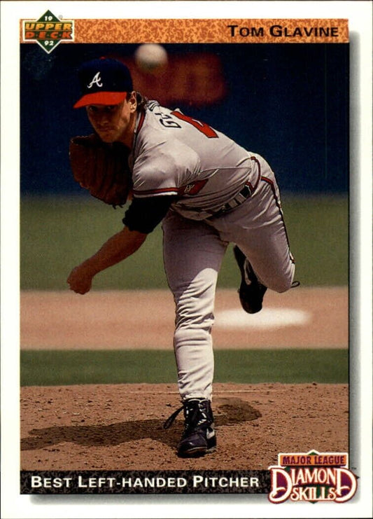 Tom Glavine 1992 Upper Deck MLB #713 Diamond Skills Baseball Card Atlanta Braves