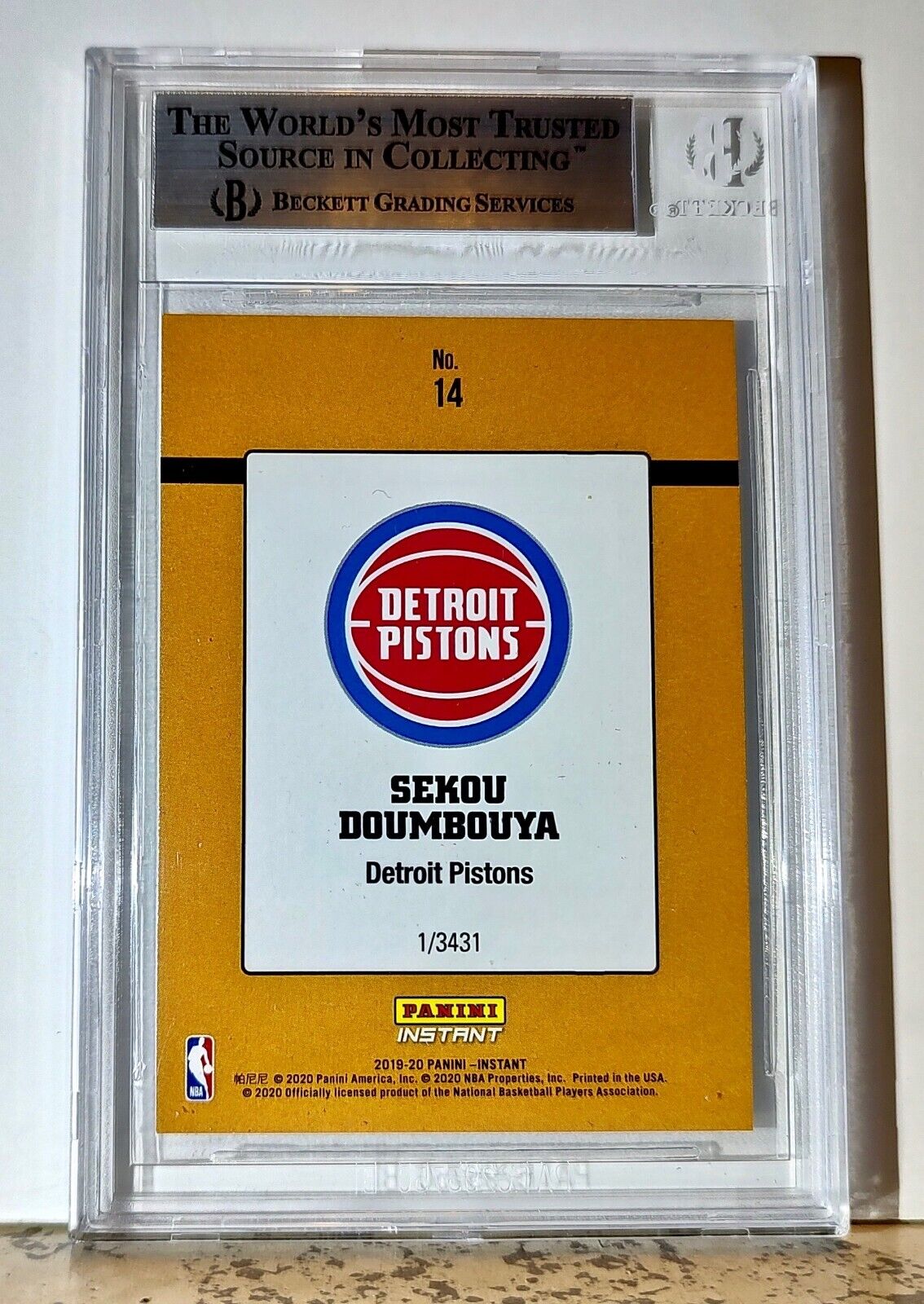 Sekou Doumbouya 2019-20 Panini NBA #14 Rated Rookies 1/3431 BGS 9 Pistons