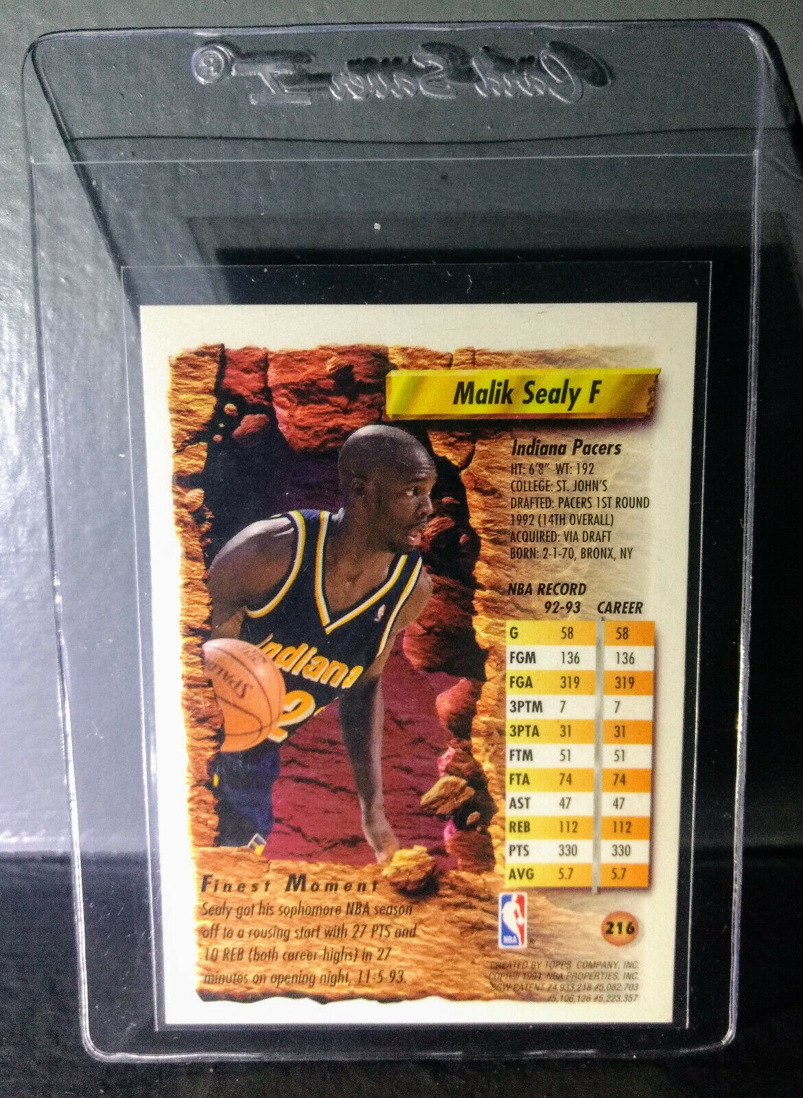 1993-94 Topps Finest Malik Sealy #216 Basketball Card