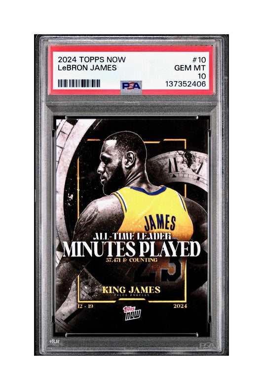 LeBron James 2024 Topps Now #10 All-Time Leader Minutes Played PSA 10 Gem Mint