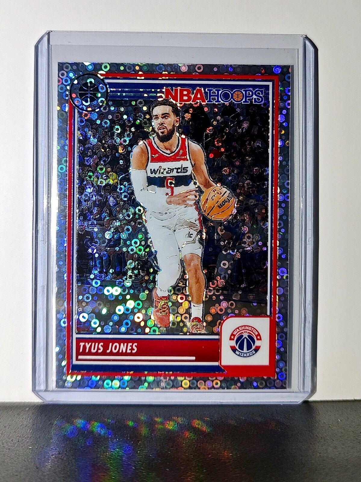 Tyus Jones 2023-24 Panini Premium Stock NBA Hoops #228 Disco Prizm Card Wizards