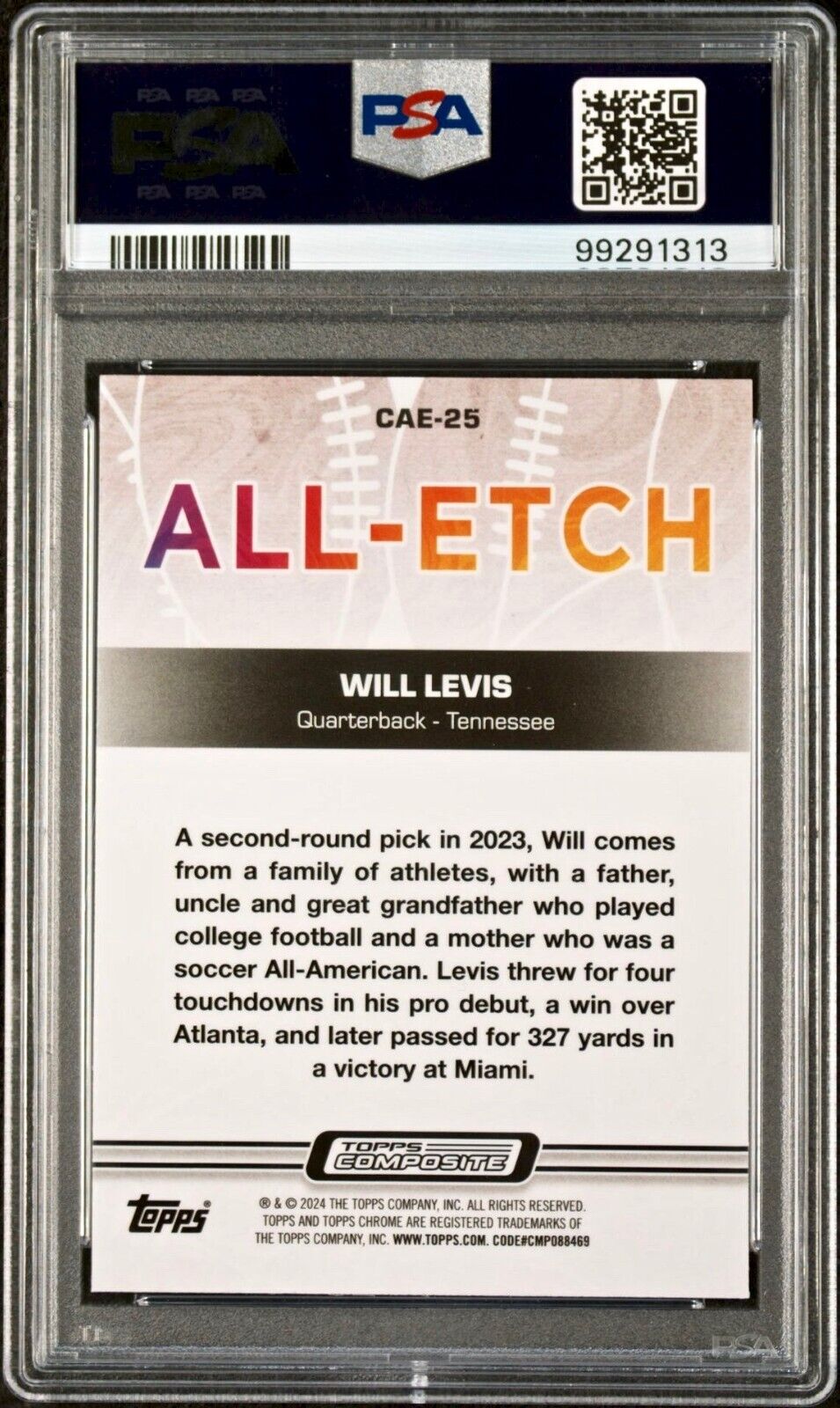 Will Levis 2023 Topps Chrome ALL-ETCH #CAE-25 Orange Refractor 10/25 Card PSA 10