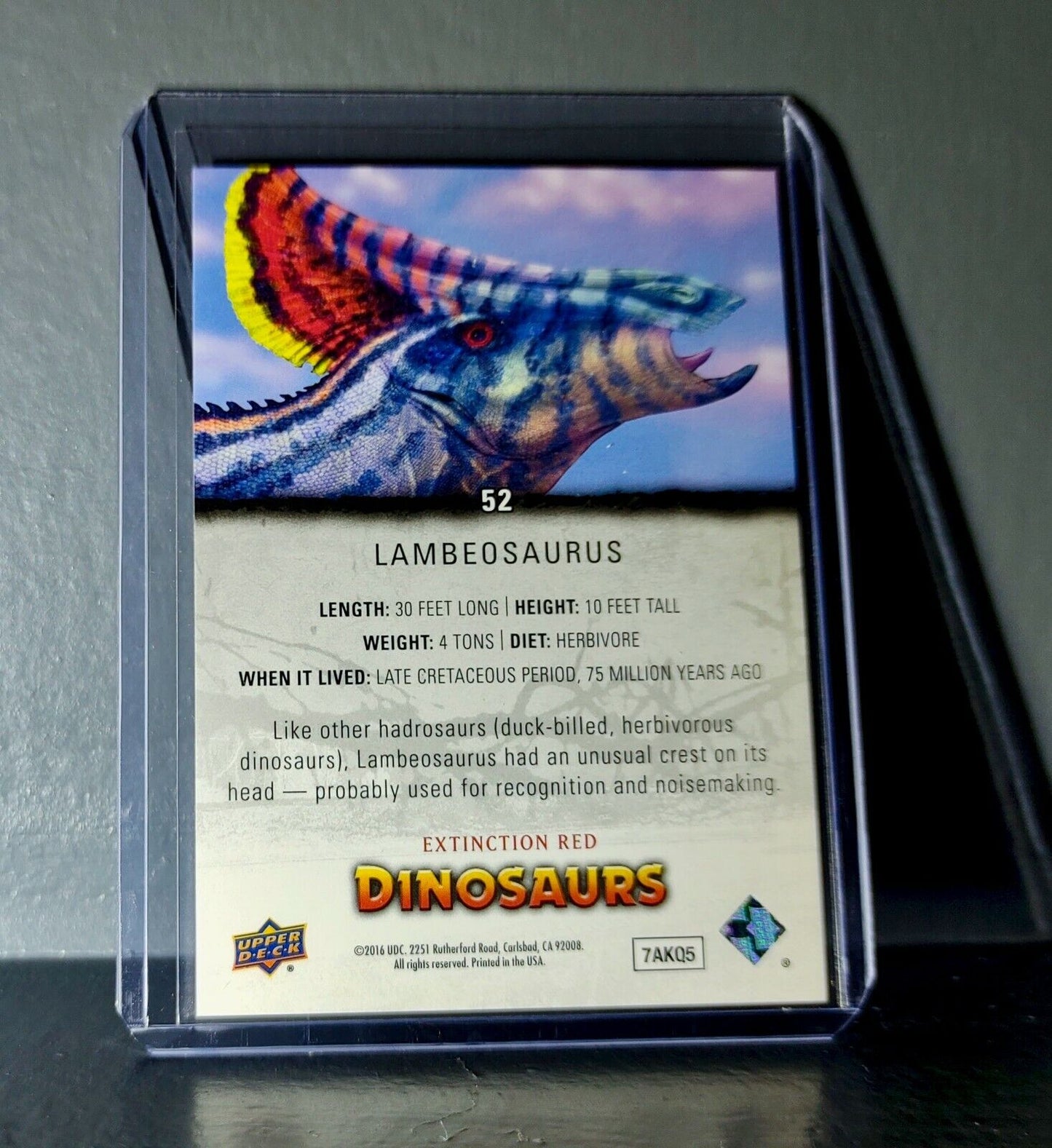 2015 Upper Deck Dinosaurs Lambeosaurus Extinction Red Parallel #52 Card