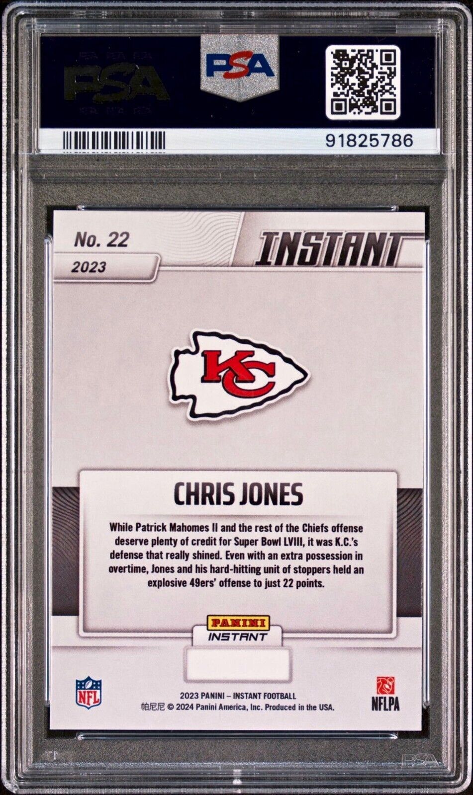 Chris Jones 2023 Panini NFL Superbowl Champions #22 Card PSA 9 Mint