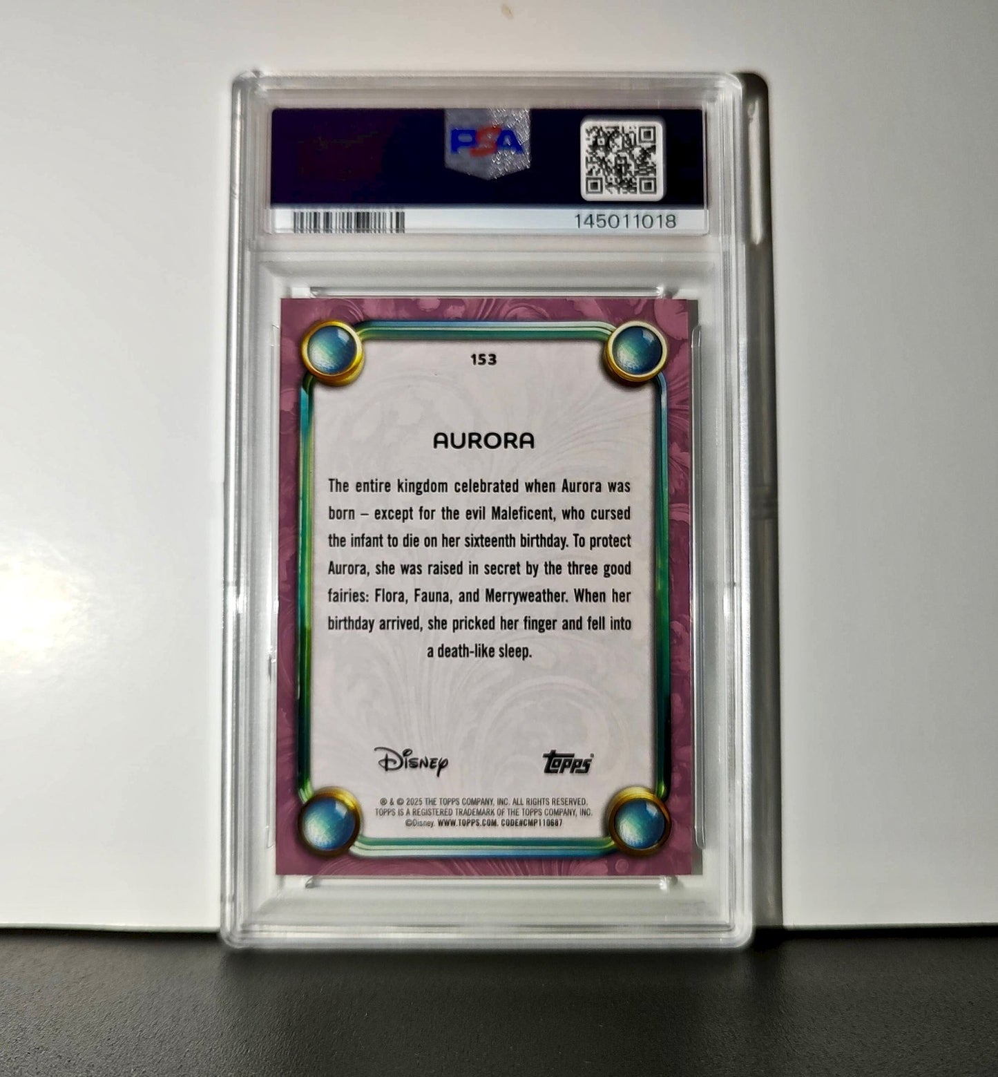 Aurora 2025 Topps Disney Cartoon Princess #153 Card Sleeping Beauty PSA 9