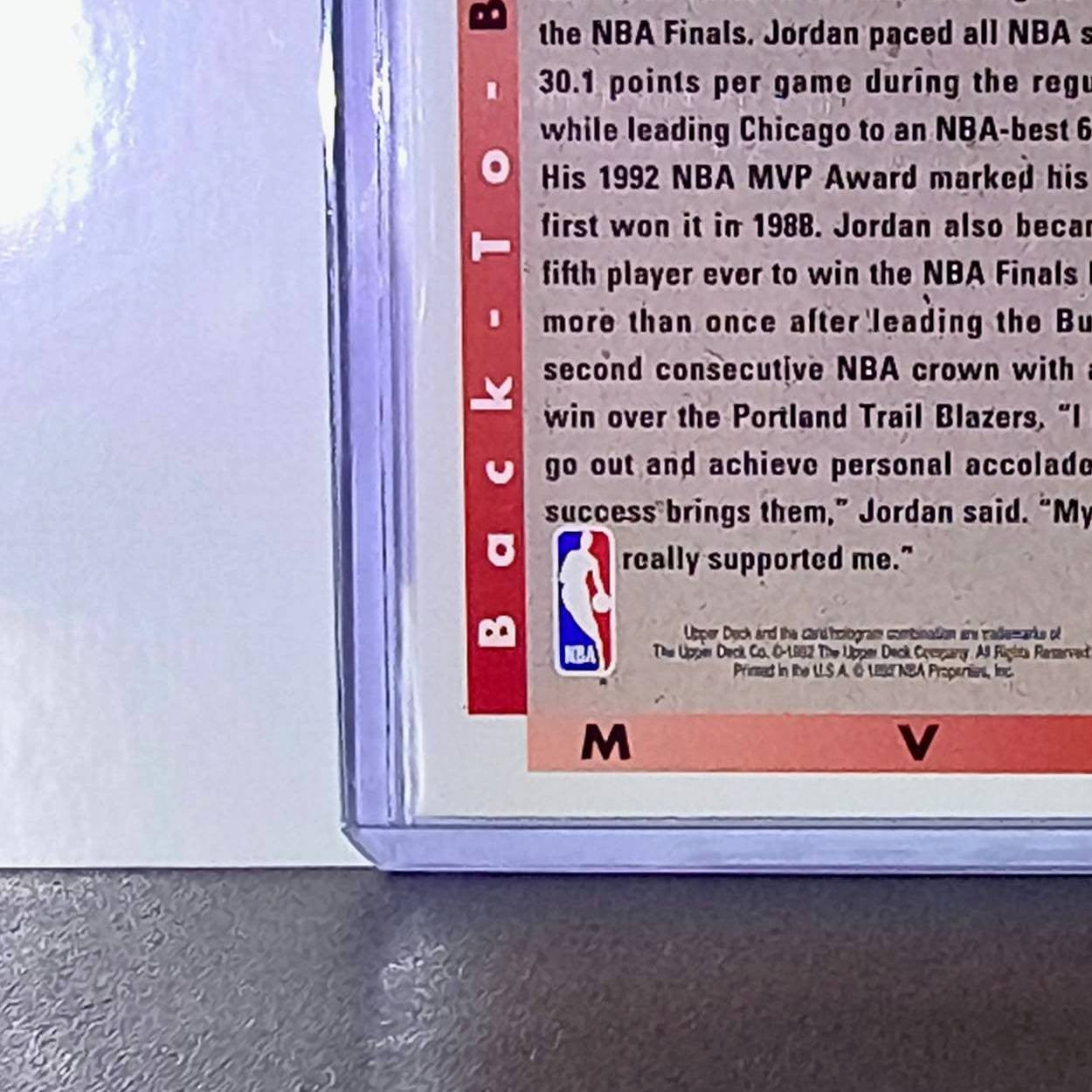 Michael Jordan 1992-93 Upper Deck Back to Back MVP #67 Card Chicago Bulls