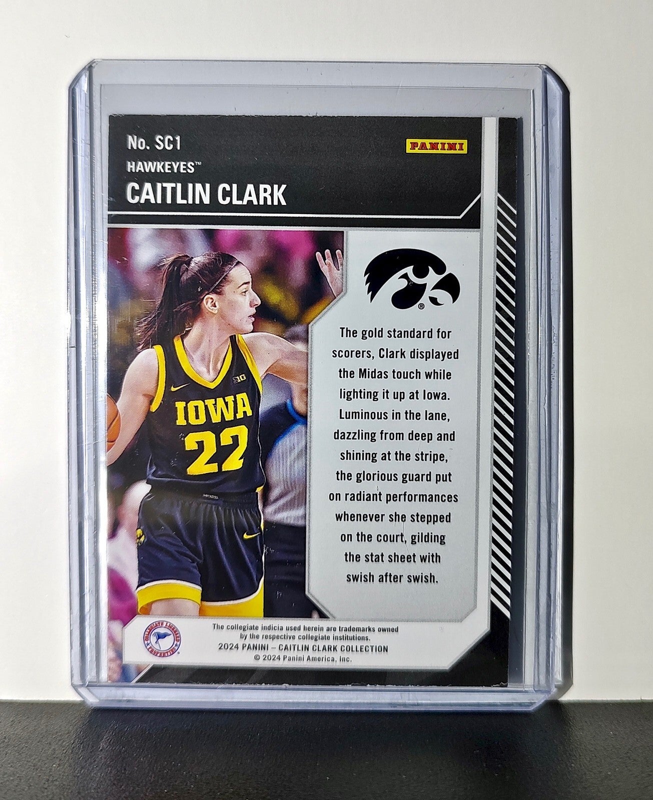 Caitlin Clark 2024 Silver Foil Panini School Colors #SC1 Card Iowa Hawkeyes