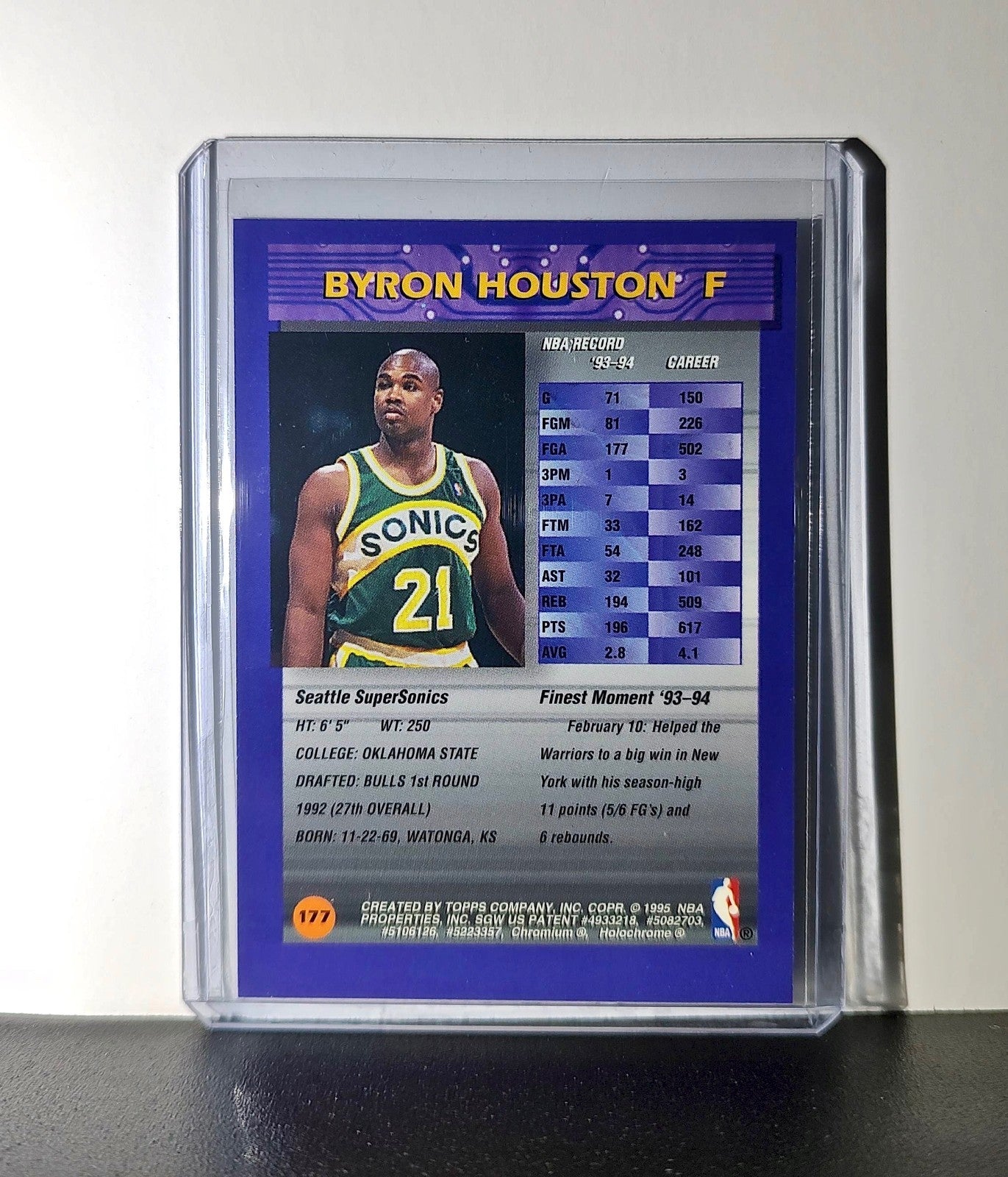 Byron Houston 1994-95 Topps Finest #177 Basketball Card