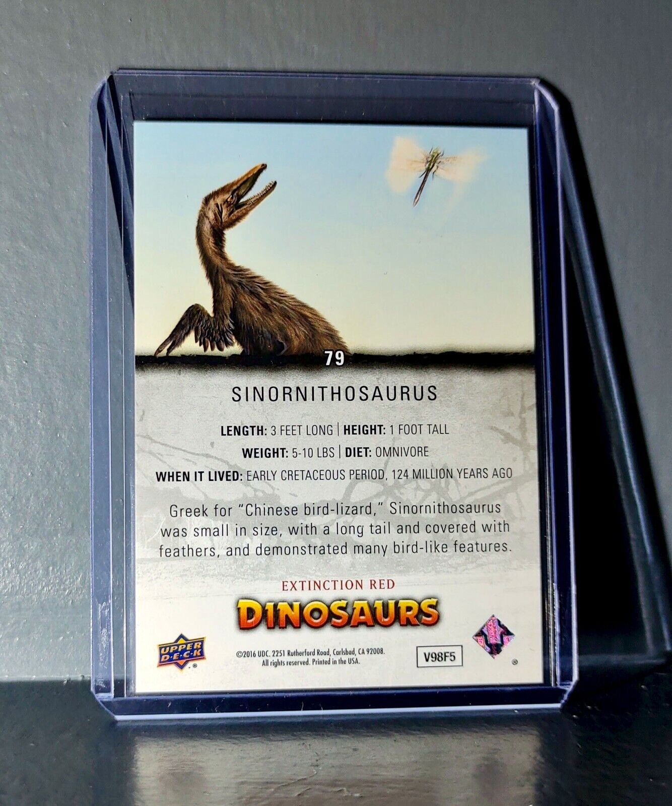 2015 Upper Deck Dinosaurs Sinornithosaurus Extinction Red Parallel #79 Card