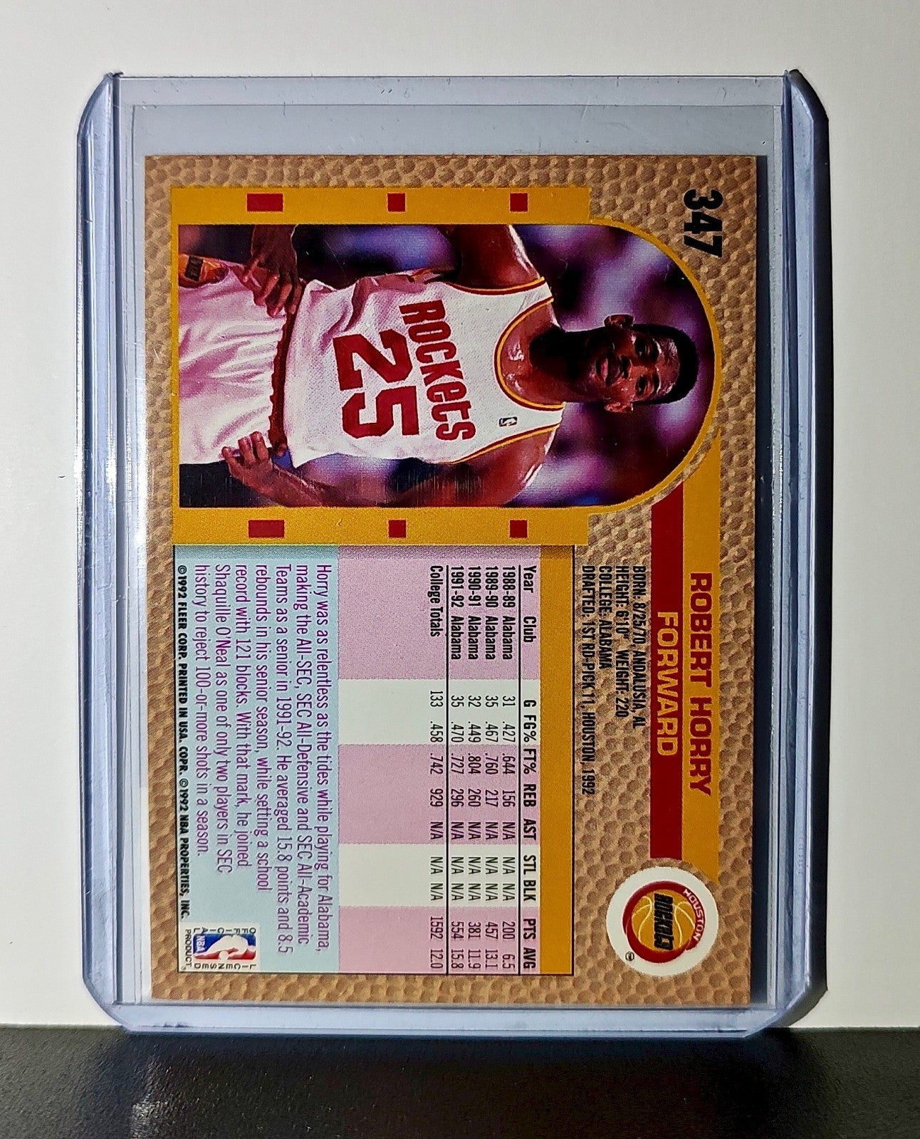 Robert Horry 1992-93 Fleer NBA #347 Card Houston Rockets