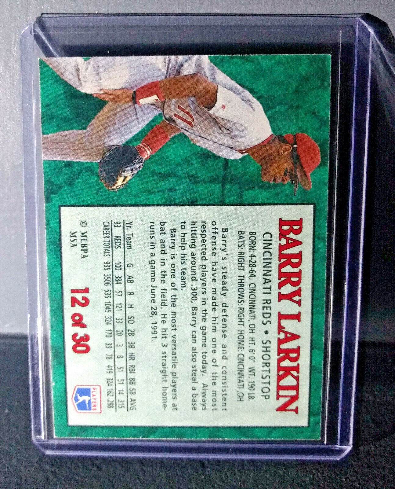 1994 Barry Larkin Post Collection #12 Baseball Card Cincinnati Reds