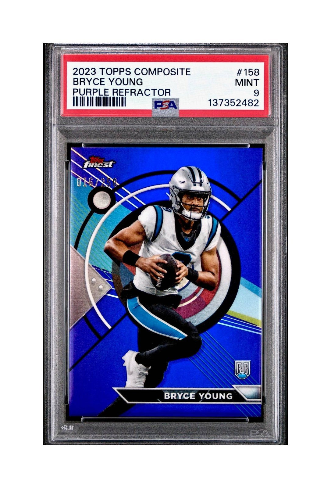 Bryce Young 2023 Topps Finest #158 Rookie Purple Refractor 016/250 PSA 9 Mint