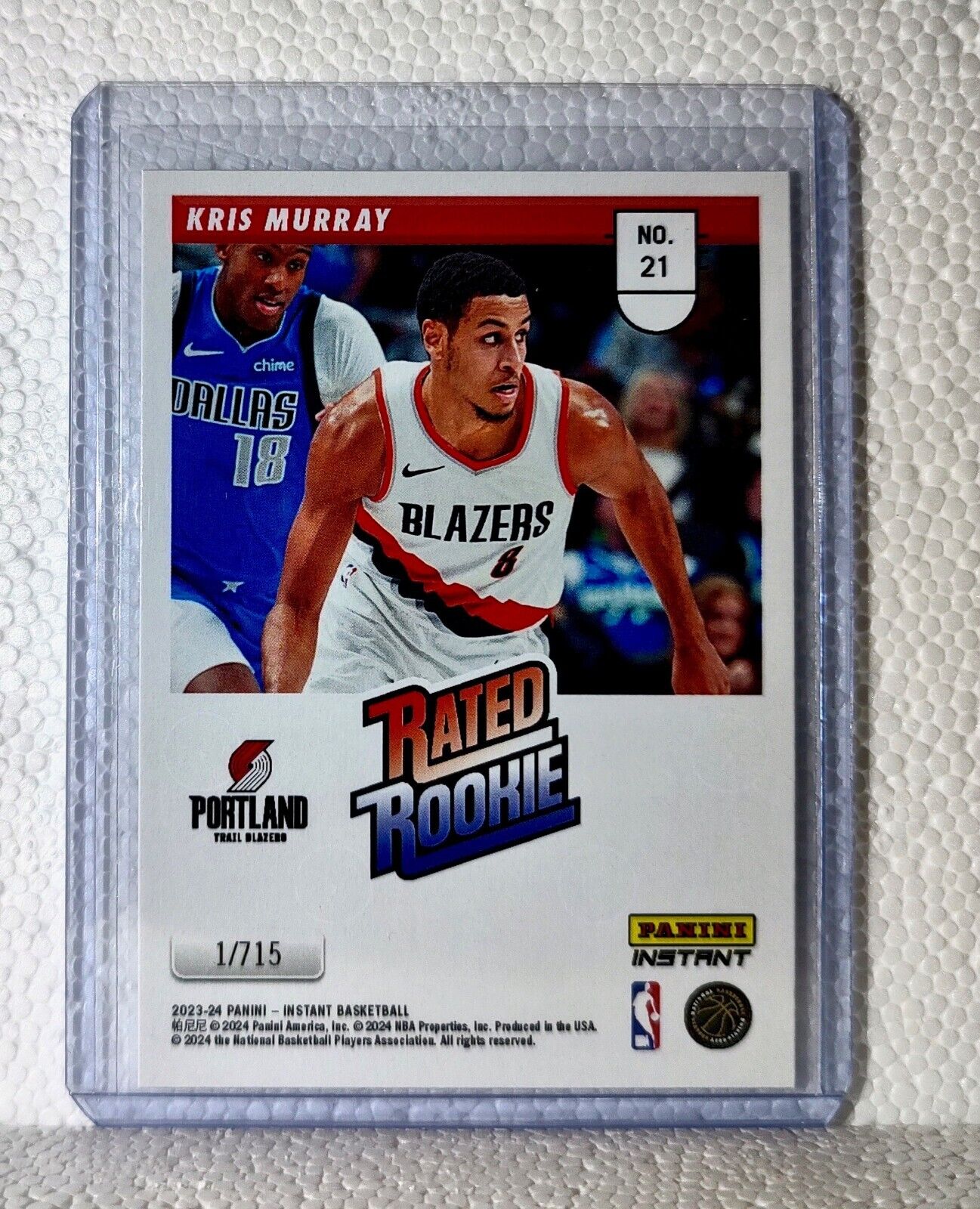 Kris Murray 2023-24 Panini NBA #21 Rated Rookie Retro Card Trail Blazers 1/715