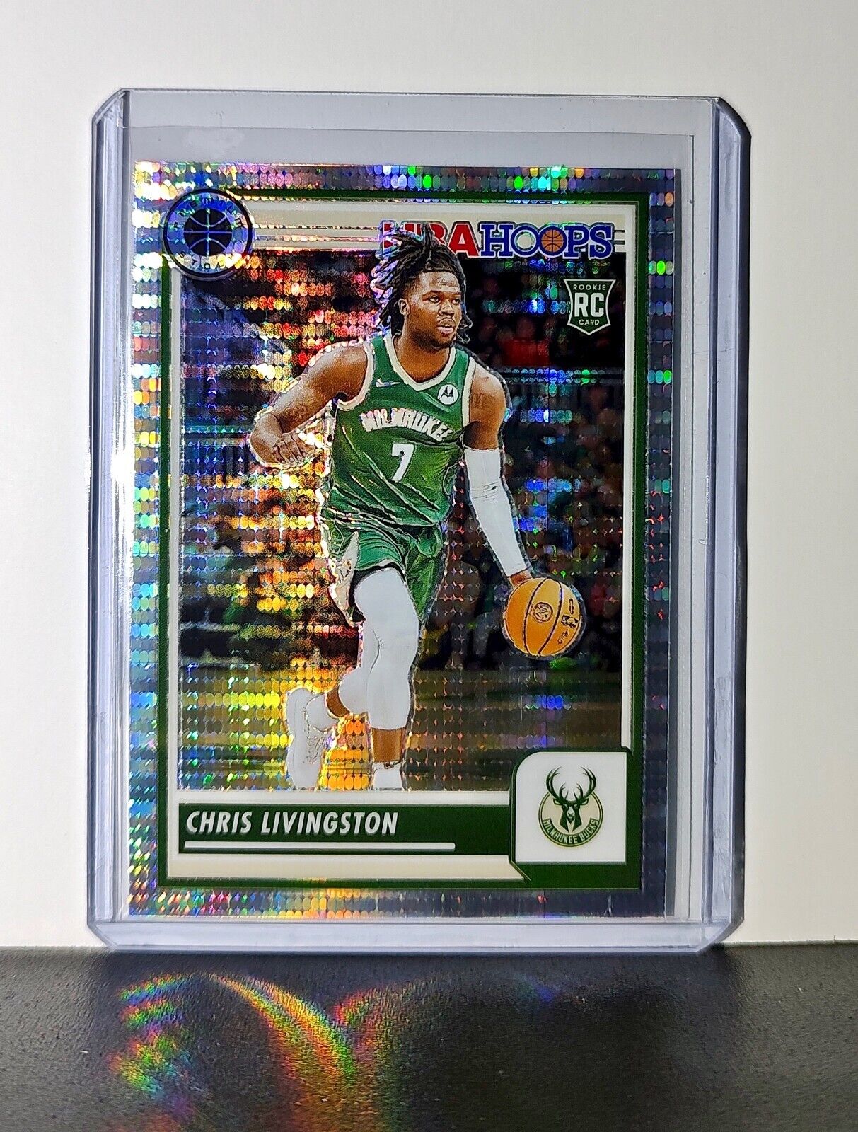 Chris Livingston 2023-24 Panini Premium NBA Hoops #99 Rookie Pulsar Prizm Bucks