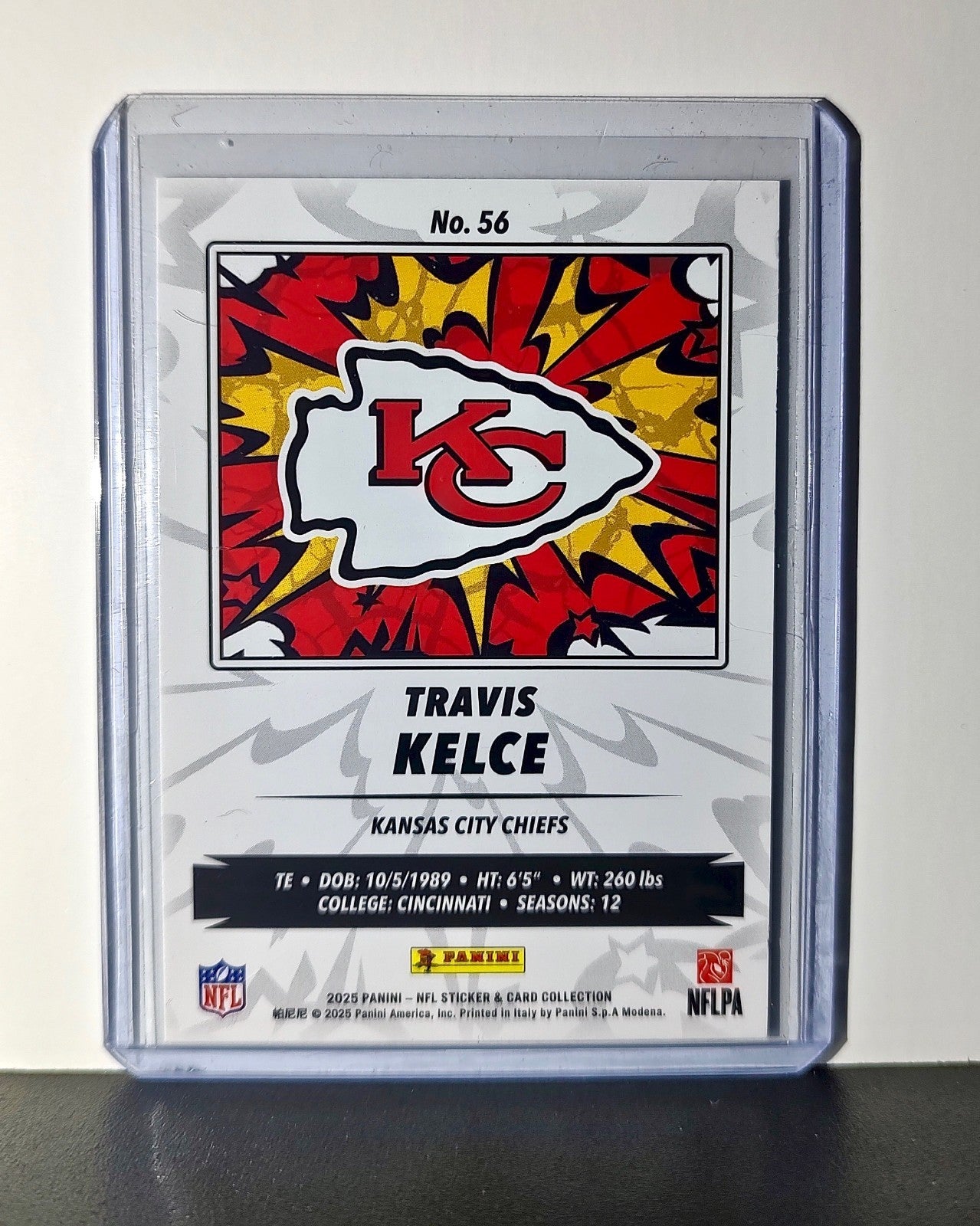 Travis Kelce 2025 Panini NFL #56 Foil Sticker Card Kansas City Chiefs