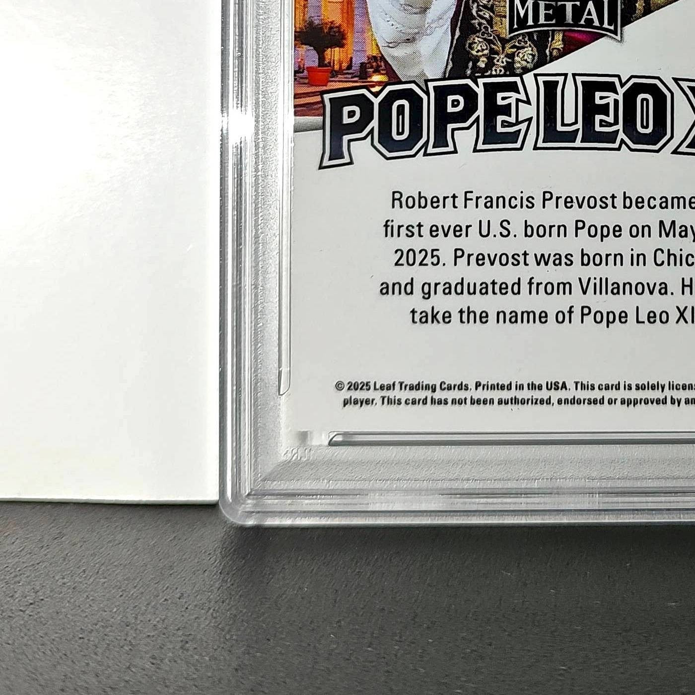 2025 Leaf Metal Pope Leo XIV 46/529 #1 Hot Dog Variant PSA 9 Mint