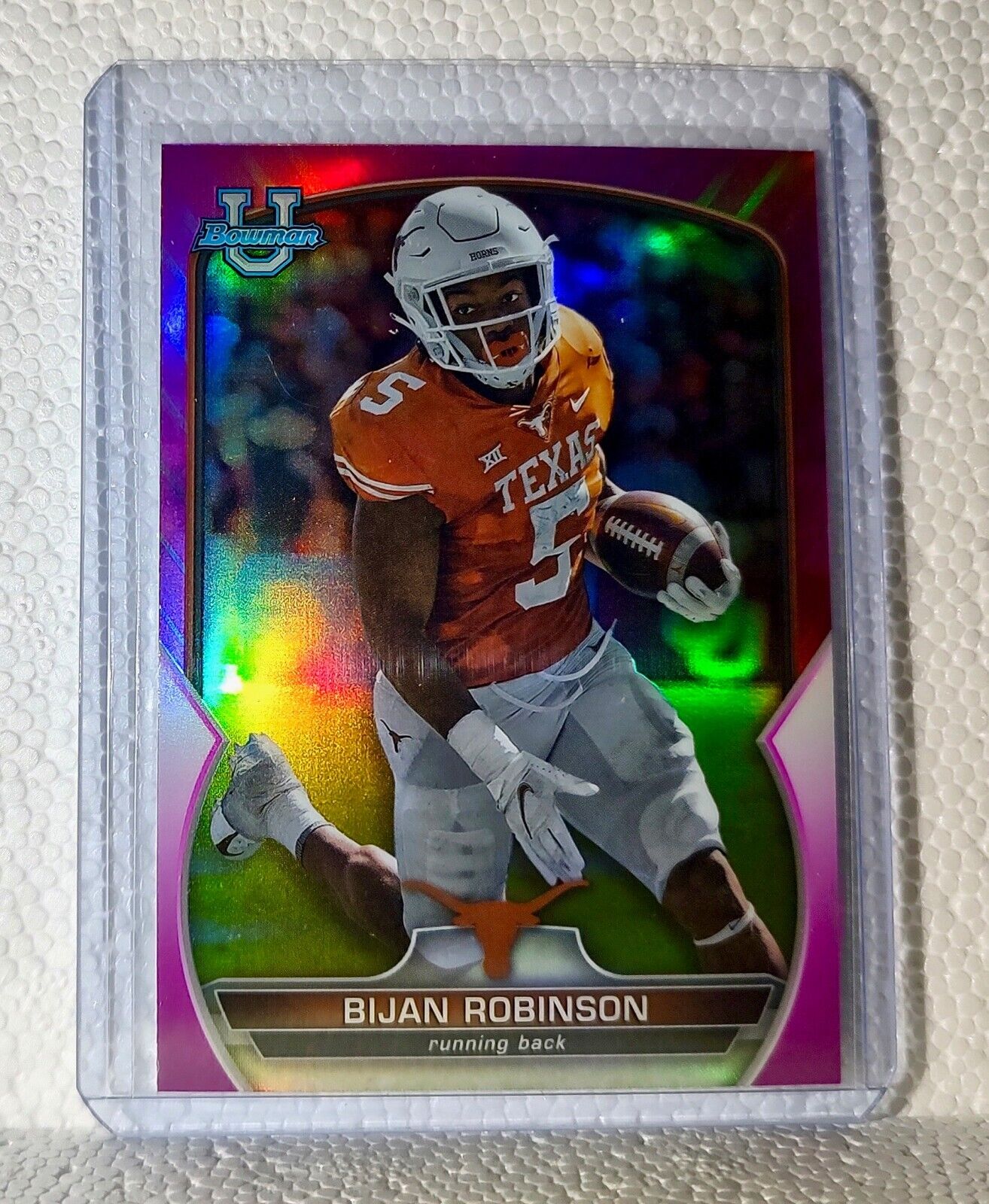 Bijan Robinson 2022 Topps Bowman U Football #70 Pink Refractor Card Texas