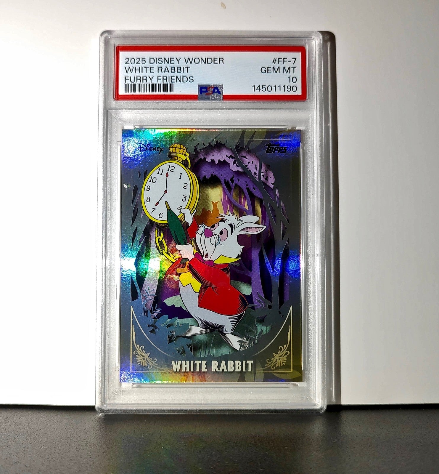 White Rabbit 2025 Topps Disney #FF-7 Furry Friends Card PSA 10 Gem
