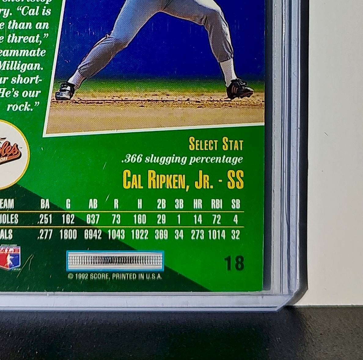 1992 Cal Ripken Jr Score MLB #18 Baseball Card Baltimore Orioles