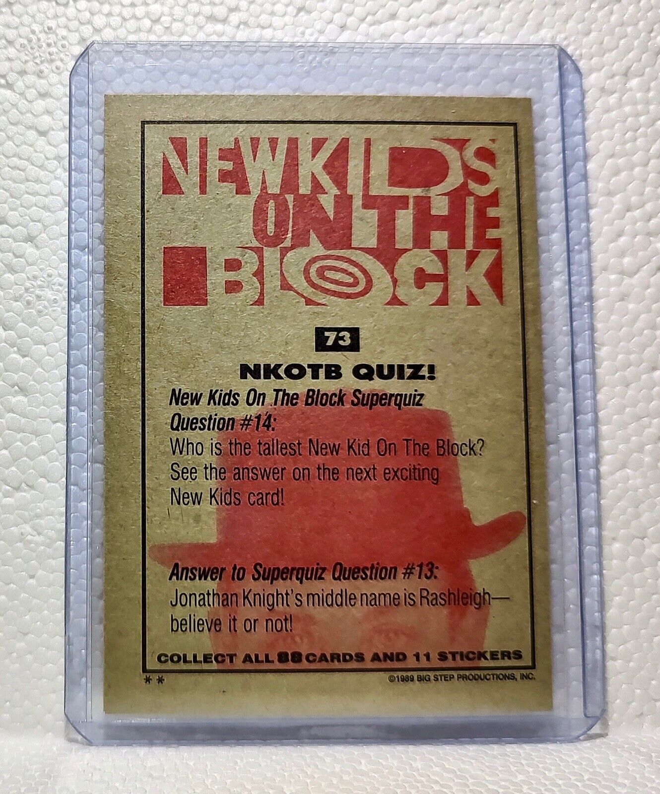 NKOTB Quiz! 1989 New Kids on the Block #73 Trading Card