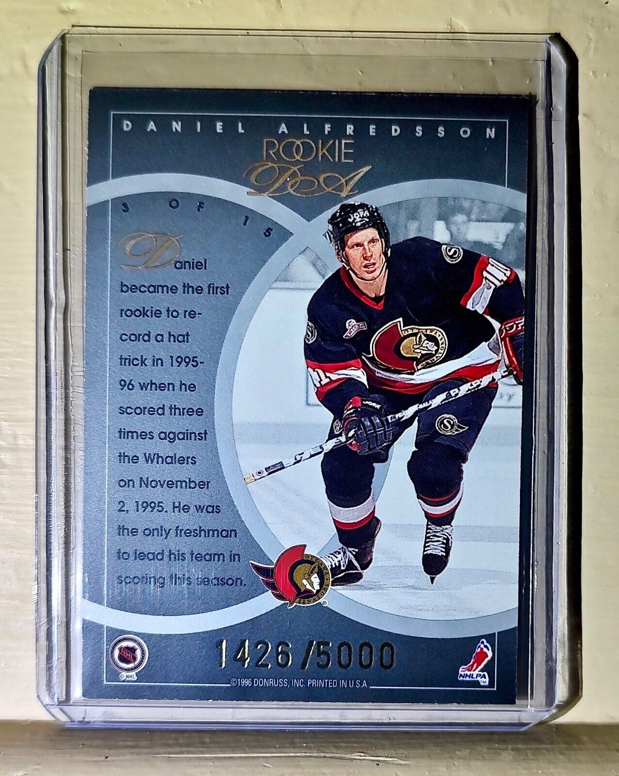 Daniel Alfredson 1996 Donruss Rookie Hockey Card Ottawa Senators #1426/5000