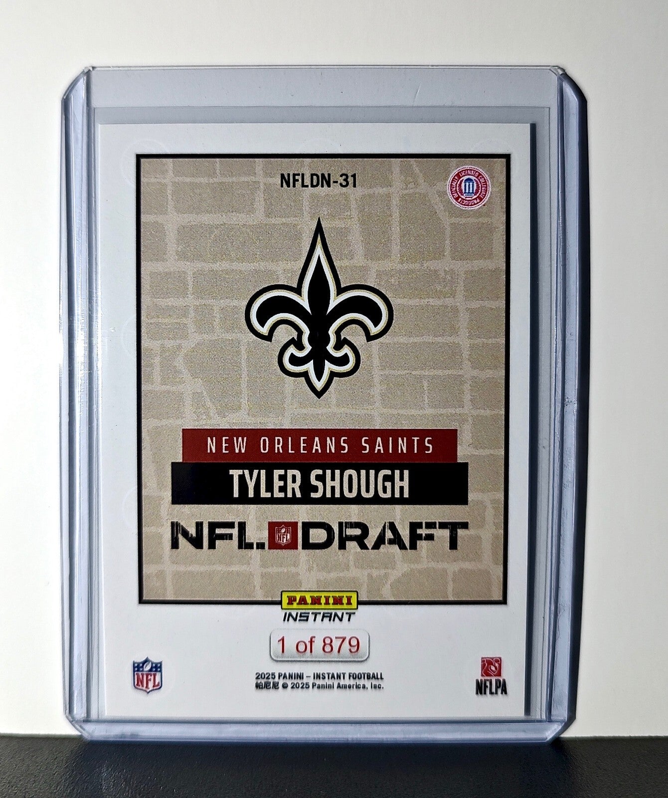 Tyler Shough Rookie 2025 NFL Draft #31 Football Card New Orleans Saints 1 of 879