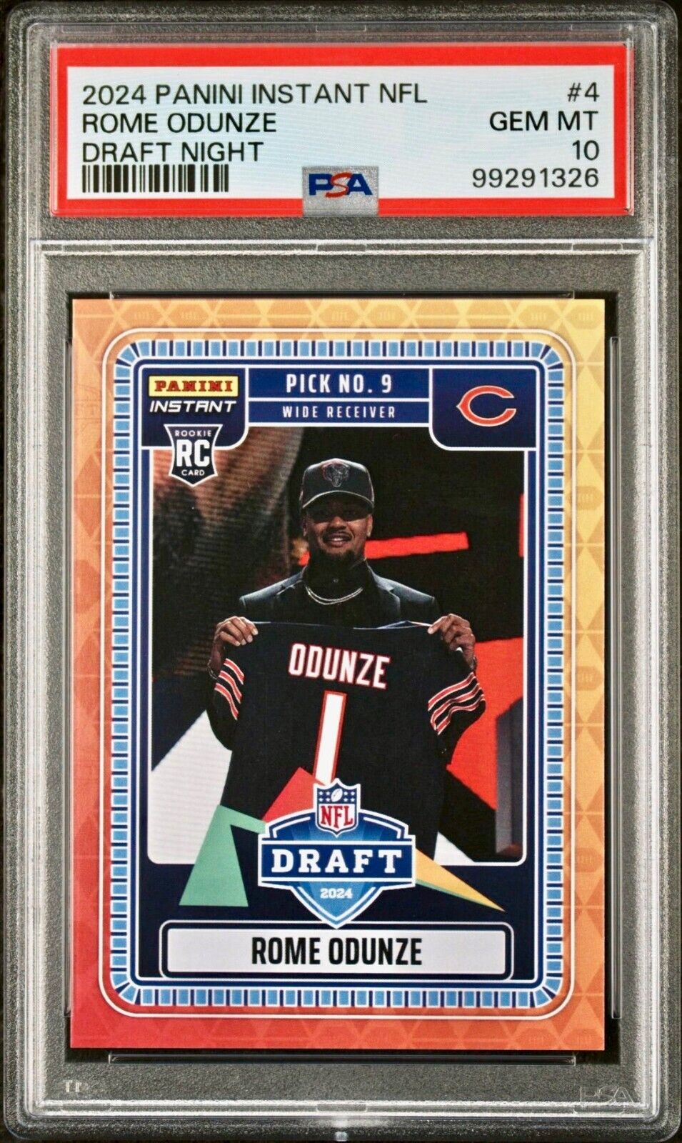 Rome Odunze 2024 Panini Draft Night NFL #NFLDN-4 Rookie Football Card PSA 10 Gem