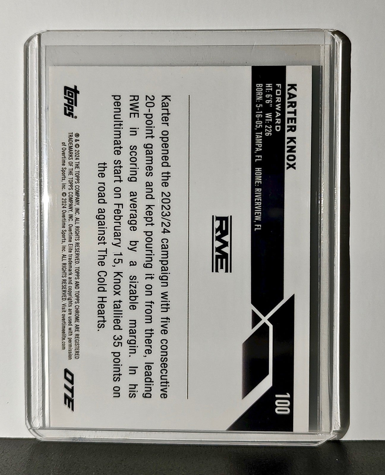 Kartr Knox 2023-24 Topps Chrome Overtime Elite #100 140/199 Aqua Green Refractor