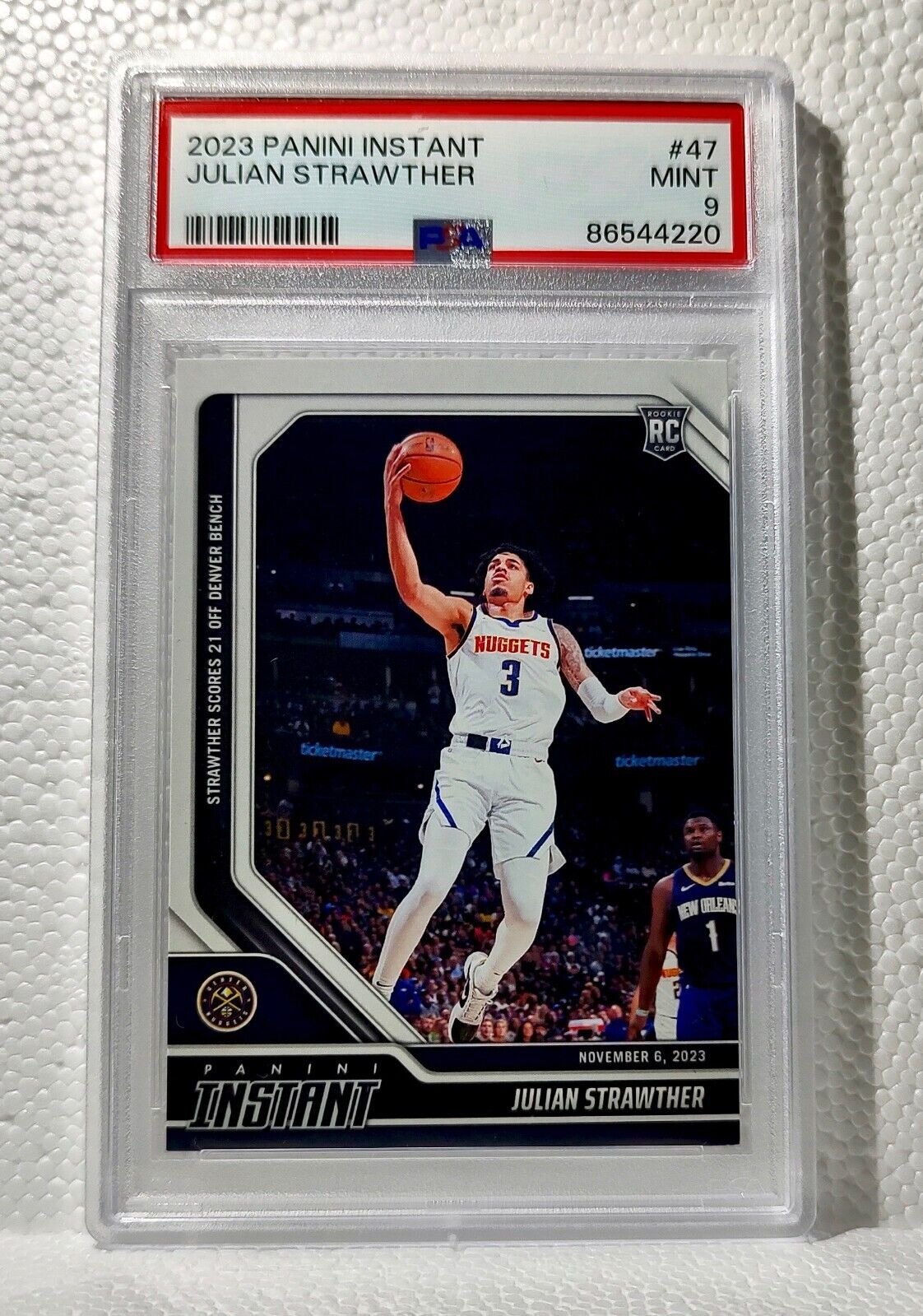 Julian Strawther 2023-24 Panini #47 NBA Rookie Card Nuggets 1 of 82 PSA 9 Mint