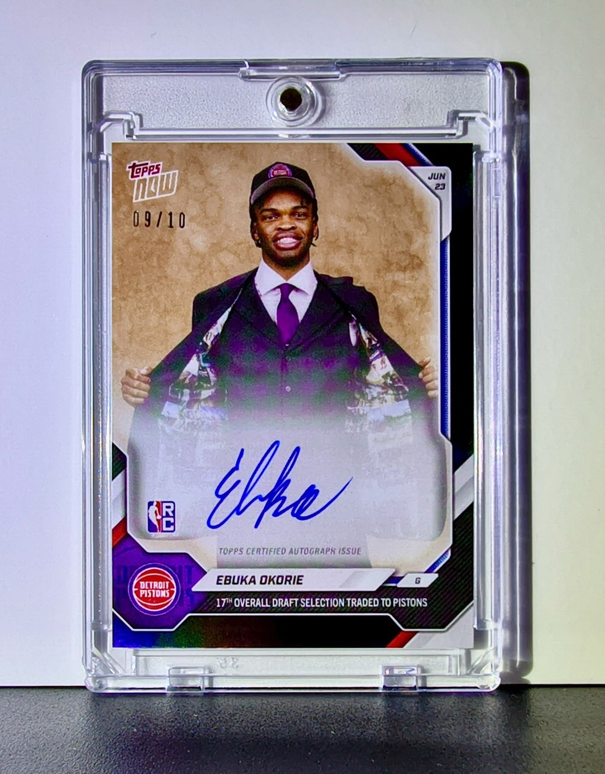 Ebuka Okorie 2026 Rookie NBA Topps Draft #EOK2-A Autograph Card Pistons 09/10