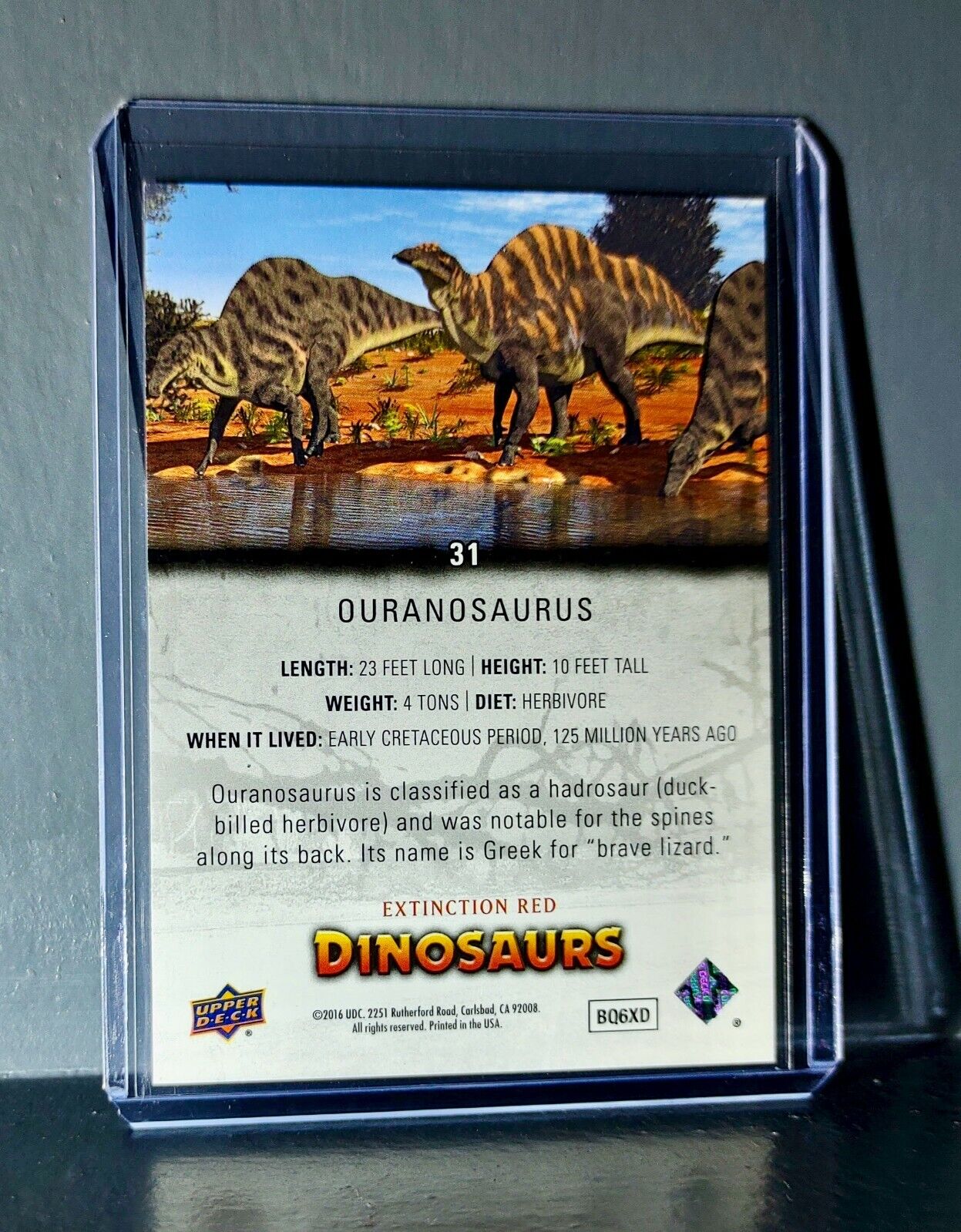 2015 Upper Deck Dinosaurs Ouranosaurus Extinction Red Parallel #31 Card