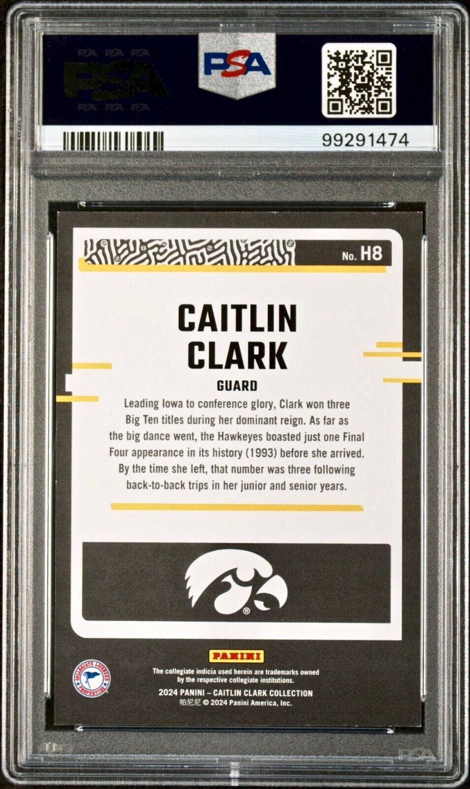 Caitlin Clark 2024 Panini Donruss Highlights #H8 Basketball Card PSA 8 NM-MT+