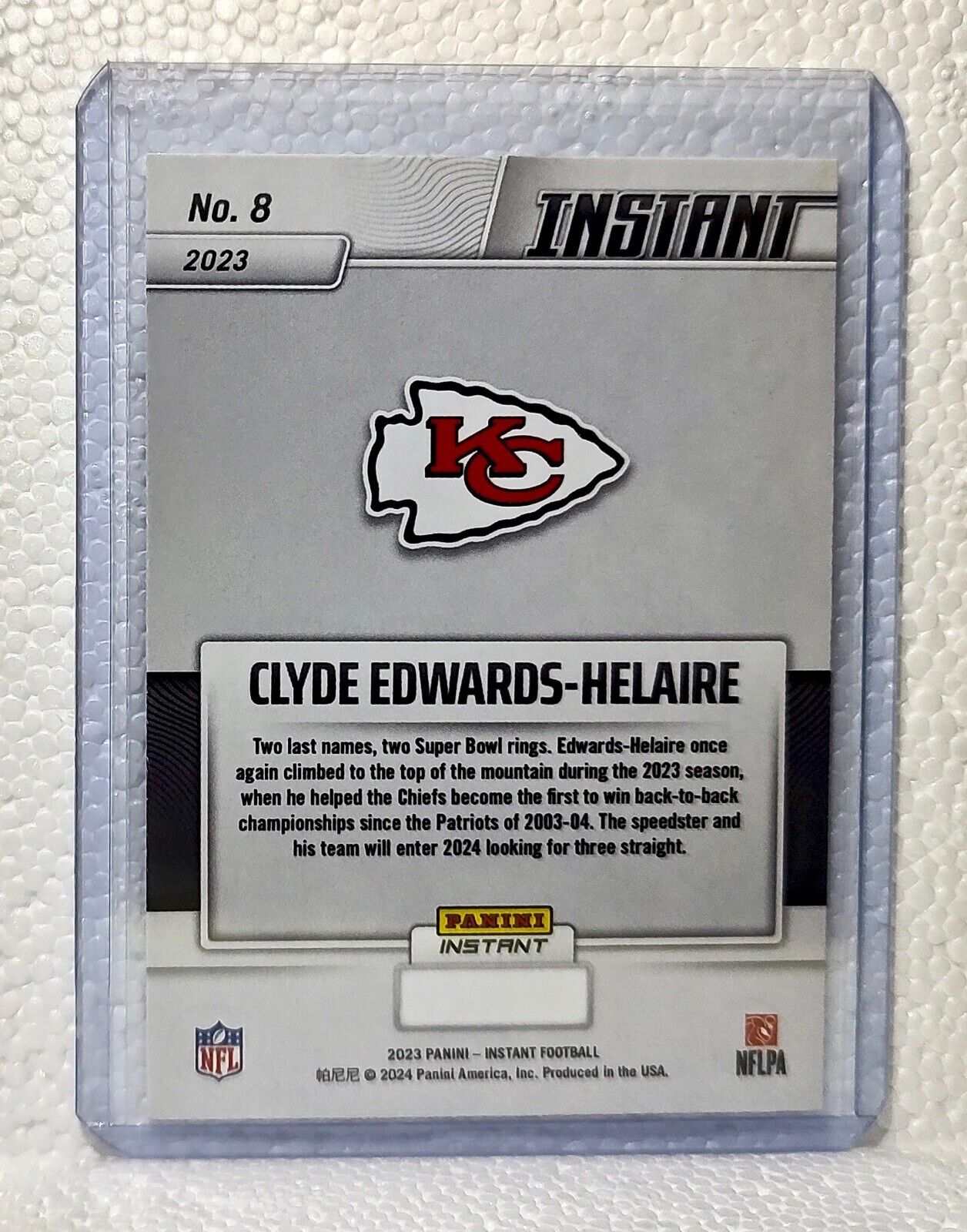 Clyde Edwards-Helaire 2023 Panini NFL Superbowl Champions #8 Card Chiefs