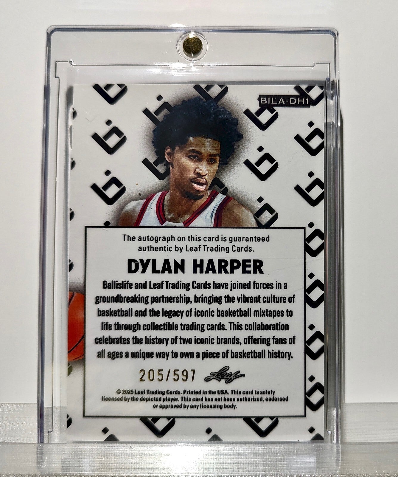 Dylan Harper Autograph 2025 Leaf #BILA-DH1 Signed Basketball Card 205/597