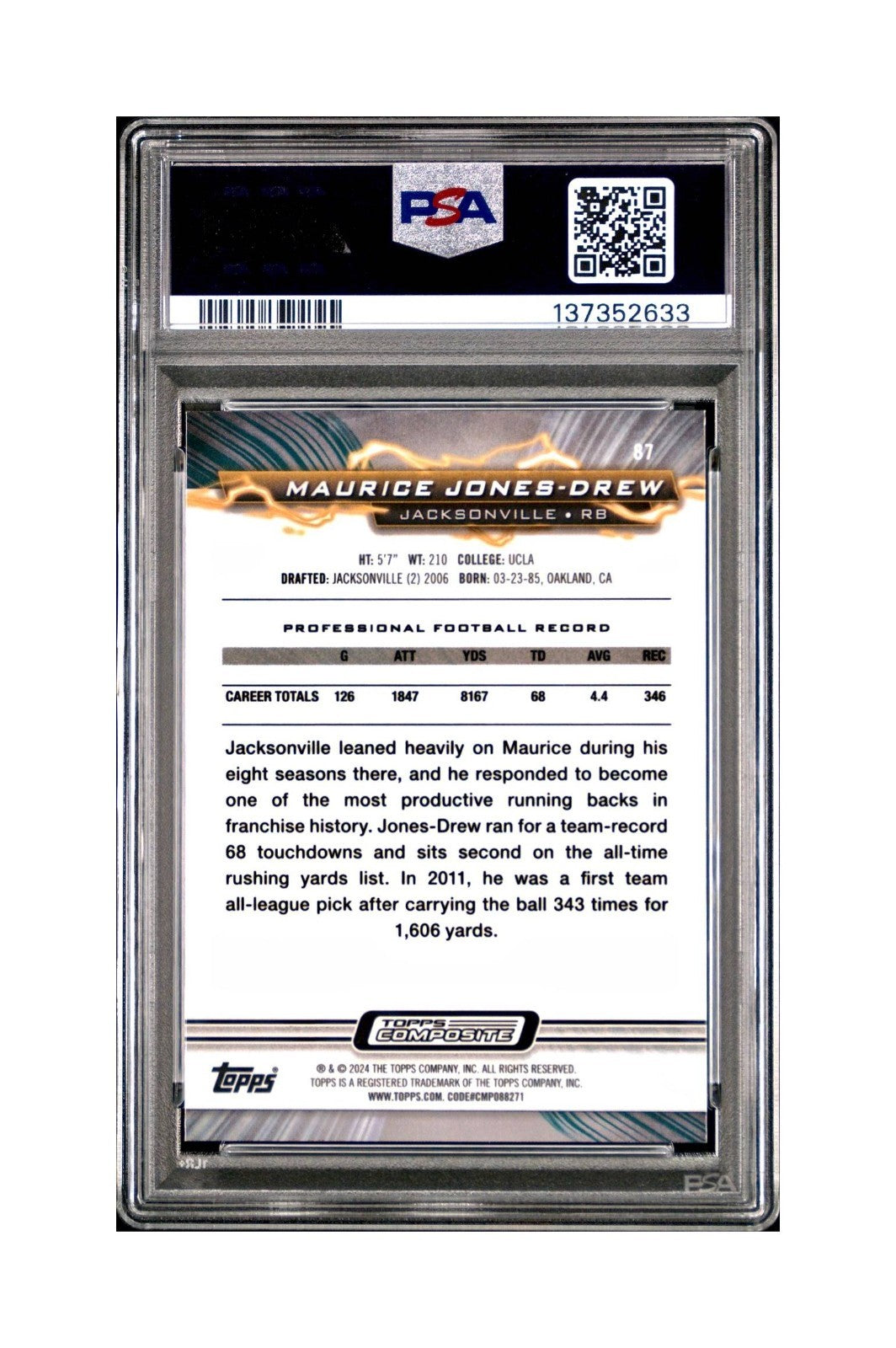 Maurice Jones-Drew 2023 Topps #87 4/5 Resurgence Red Power Surge PSA 9 Mint