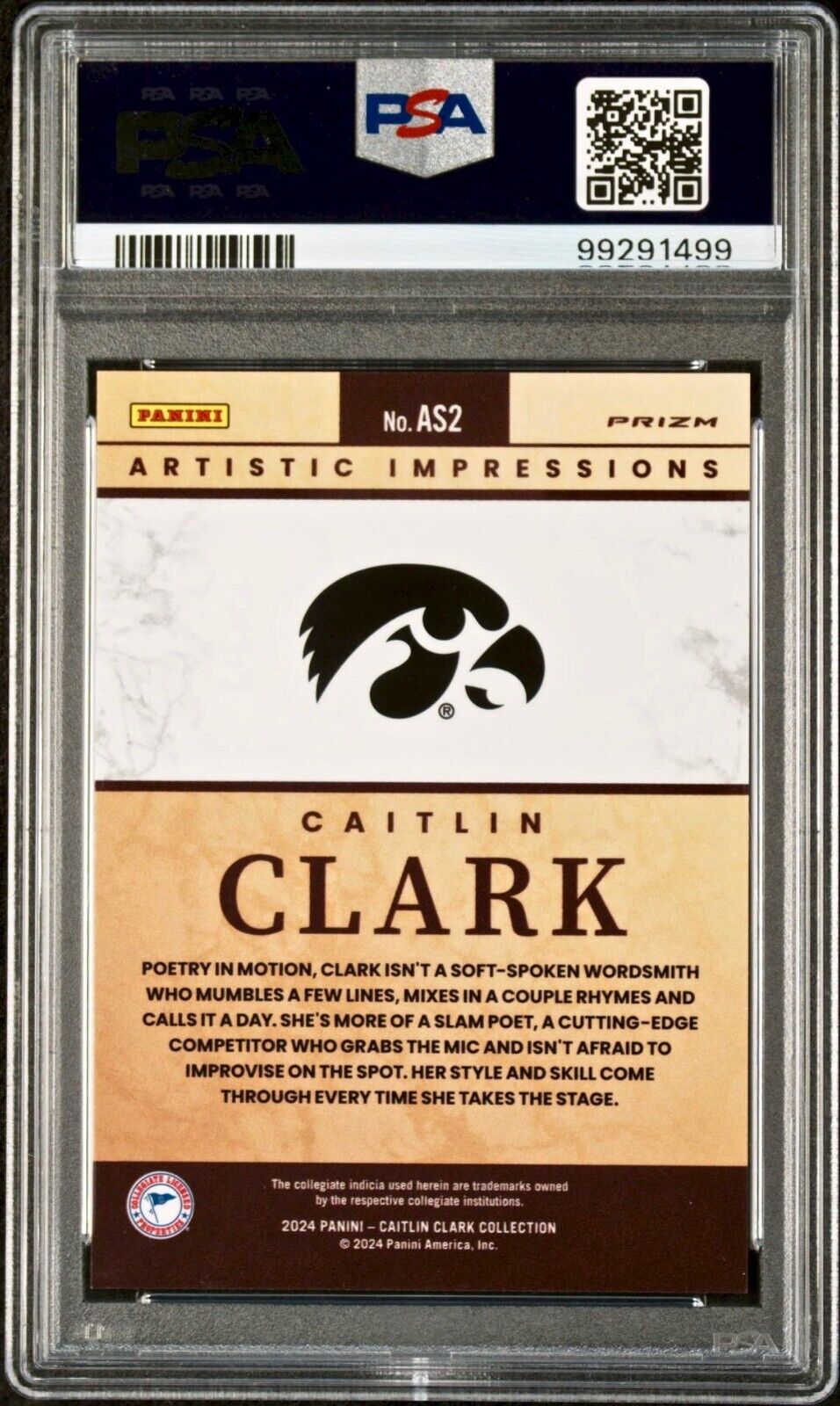 Caitlin Clark 2024 Panini Select Artistic Collections #AS2 Card PSA 10 Gem Mint