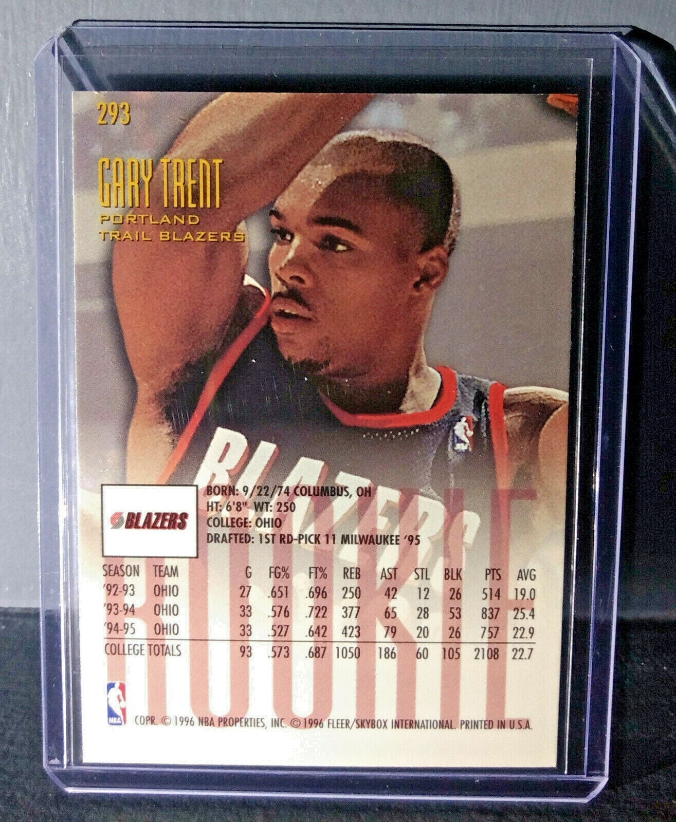 1995-96 Gary Trent #293 Fleer Ultra Rookie Basketball Card